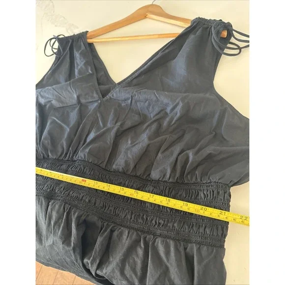 Old Navy Dress Womens XL Black‎ Maxi Sleeveless V Neck Tie Shoulder Smocked NWT - Picture 9 of 13